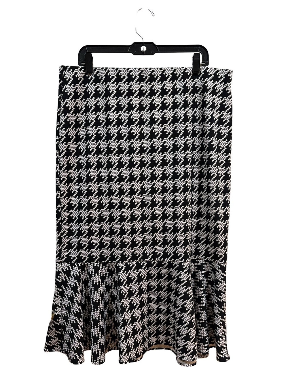 🏡 Messini Houndstooth Mermaid Midi Skirt - Black & White - Size XL